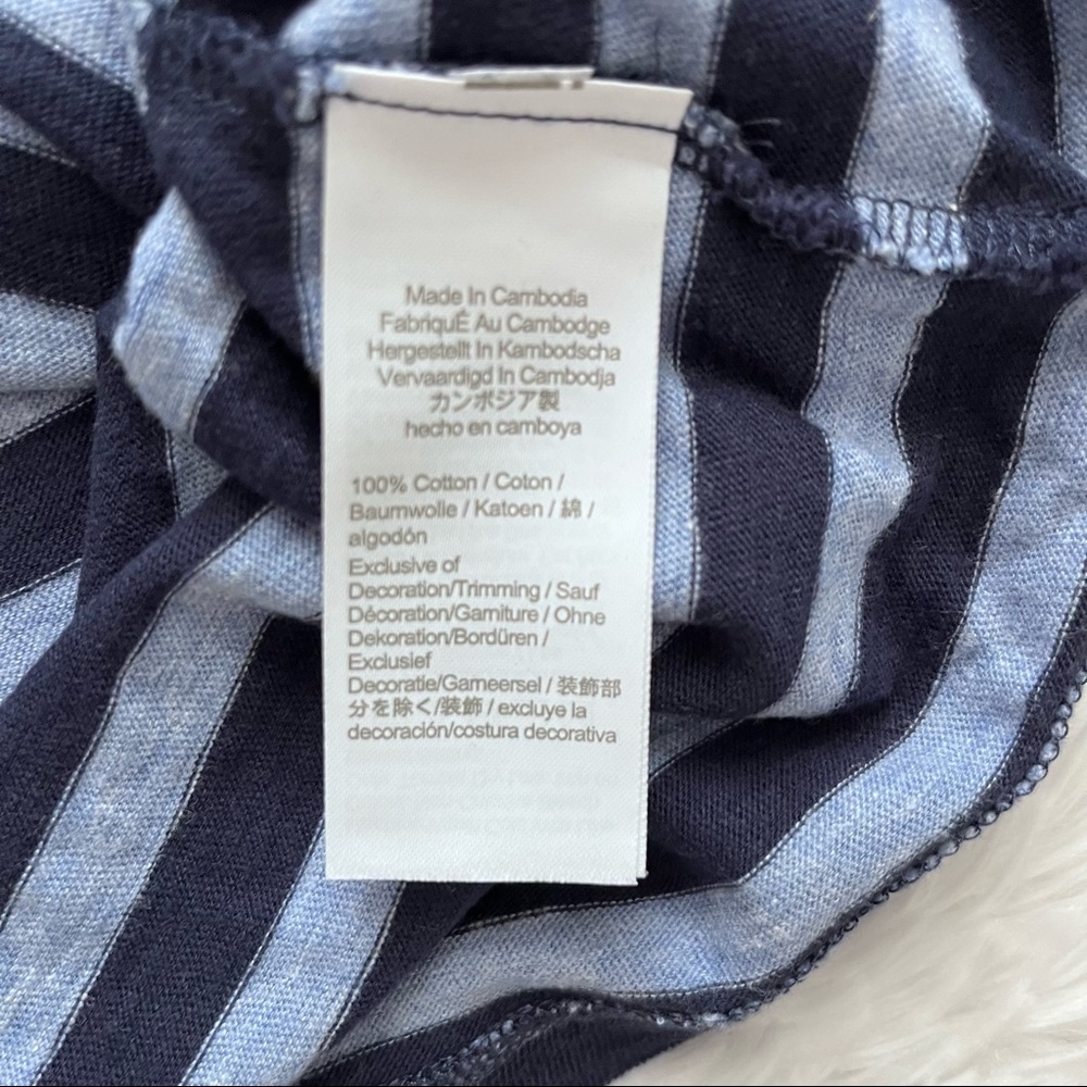 J. Crew | Crewcuts Navy Blue & Light Blue Striped Elbow Patch Long Sleeve Tee - Picture 4 of 5